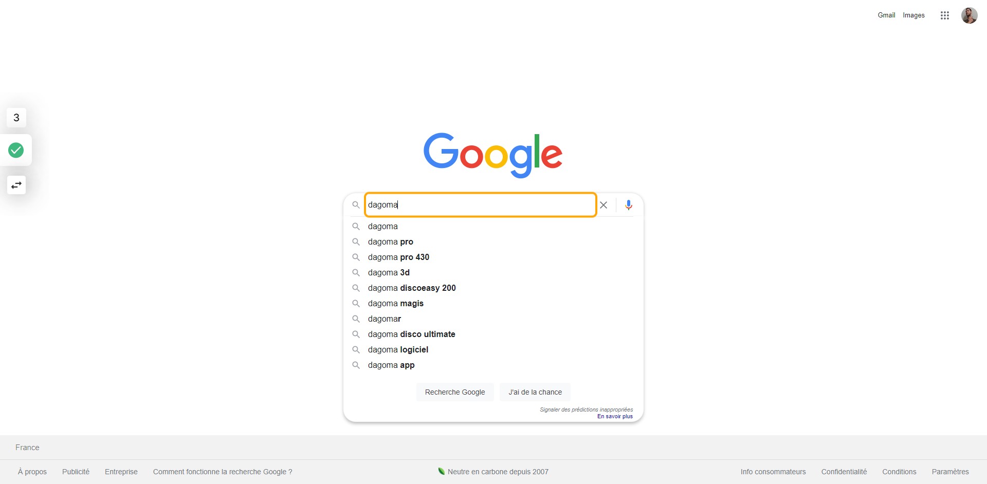 Tapez Dagoma dans la fenêtre de recherche