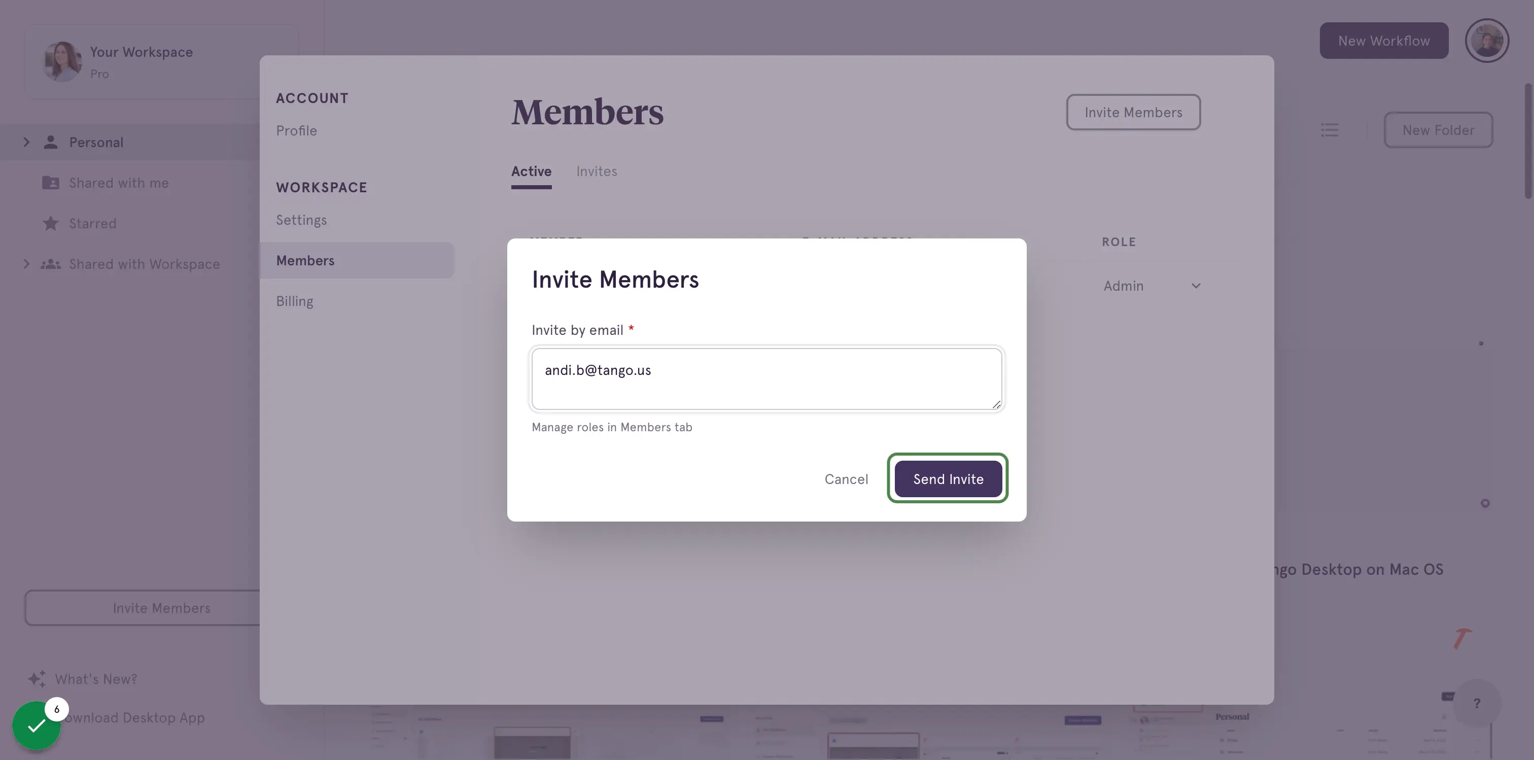 Click on Send Invite