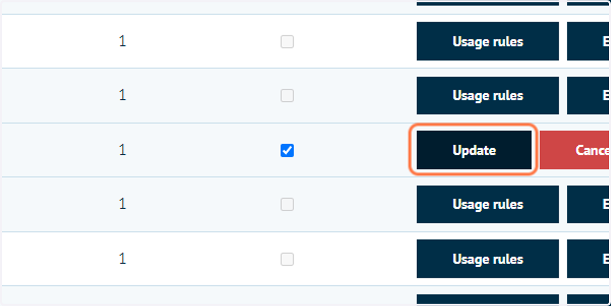 Check IsActive and click Update