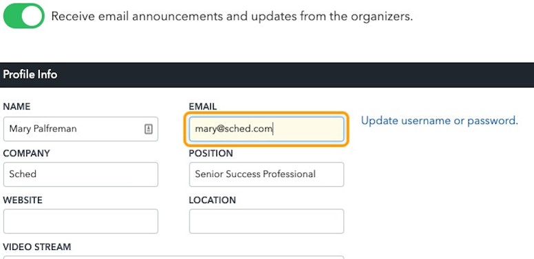 You Can Update Your Email Address, User Name Or Password.