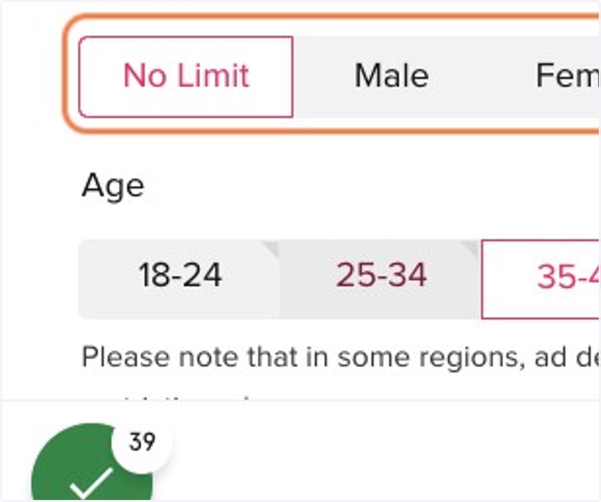 Uncheck 25-34, because I wont want to target them.