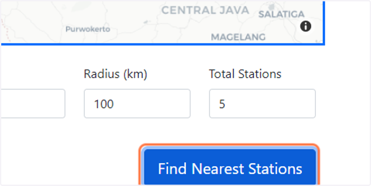 Isi radius atau jumlah stasiun yang ingin ditampilkan