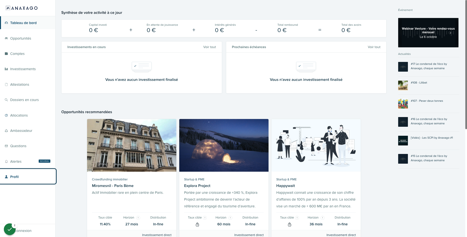 Cliquer sur l'onglet "Profil".