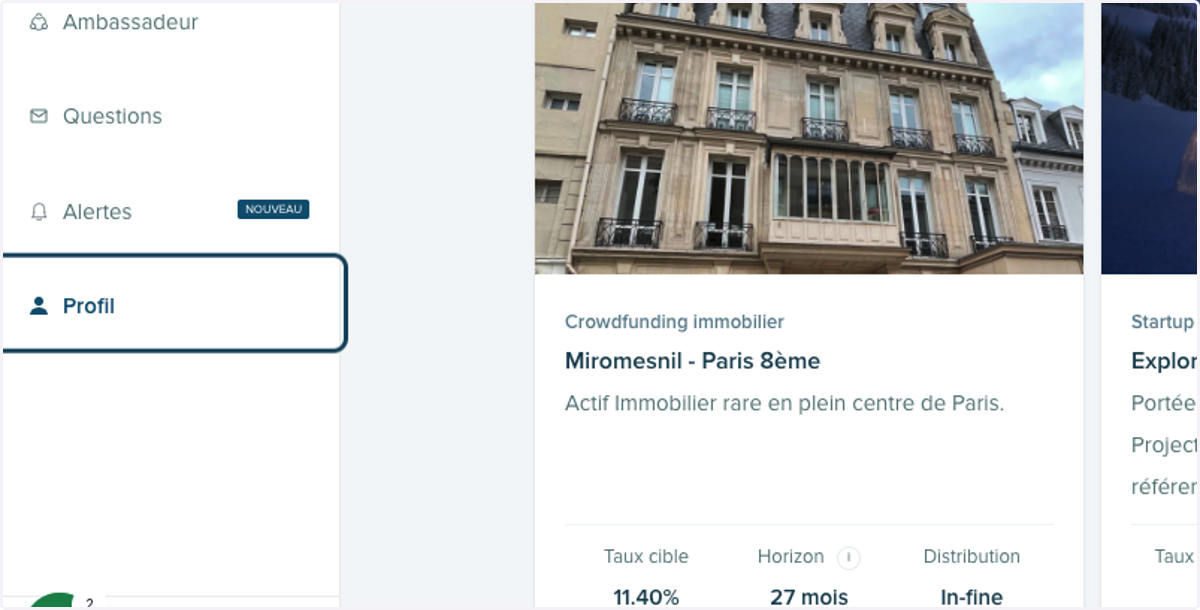 Cliquer sur l'onglet "Profil".