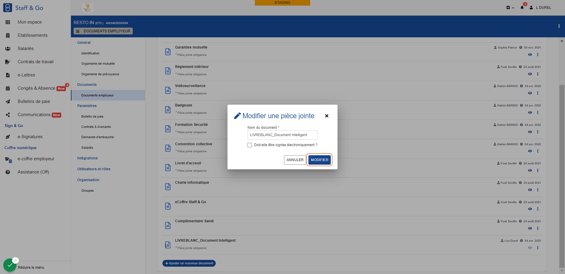 Cliquer sur "MODIFIER"