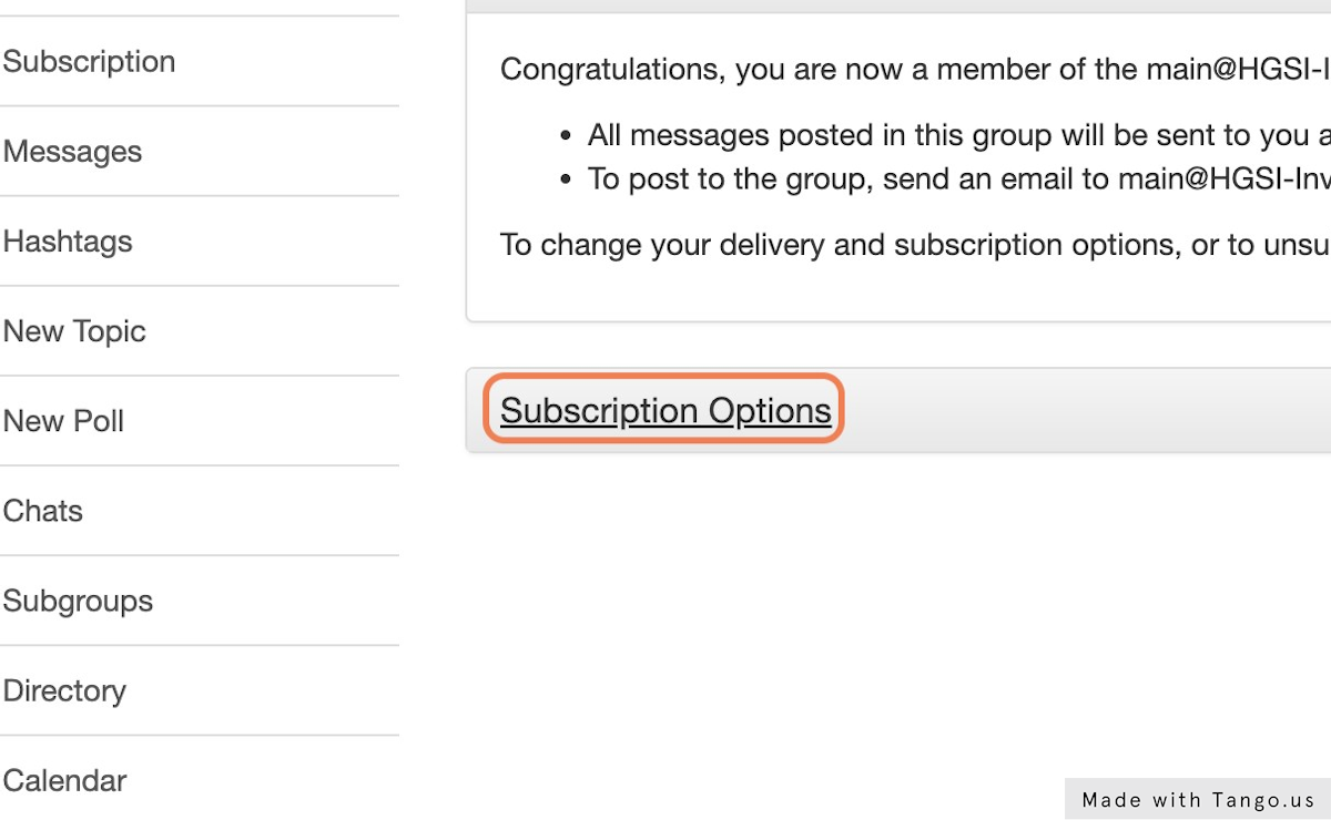 Click on Subscription Options