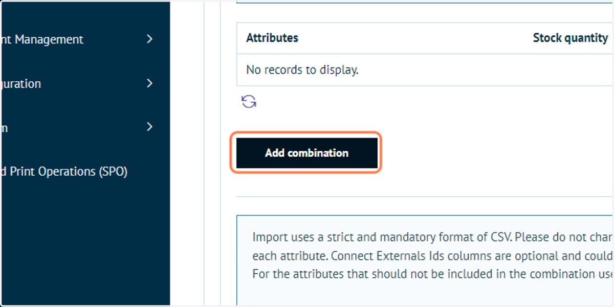 Click on Add combination