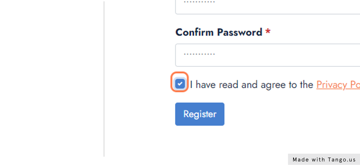 Check I have read and agree to the Privacy Policy ( once happy )