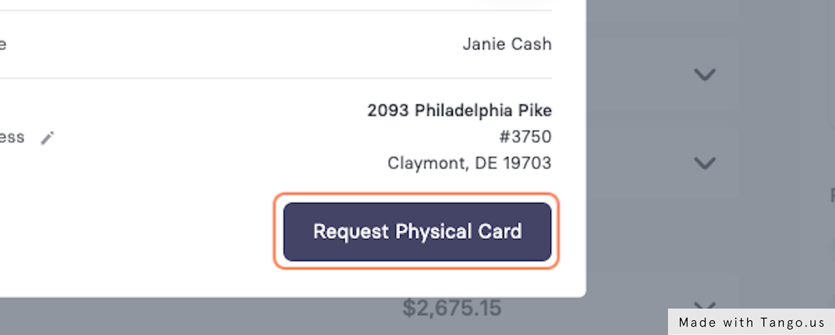 From either your virtual card, or any existing physical cards, scroll down and click on "Request Physical Card"