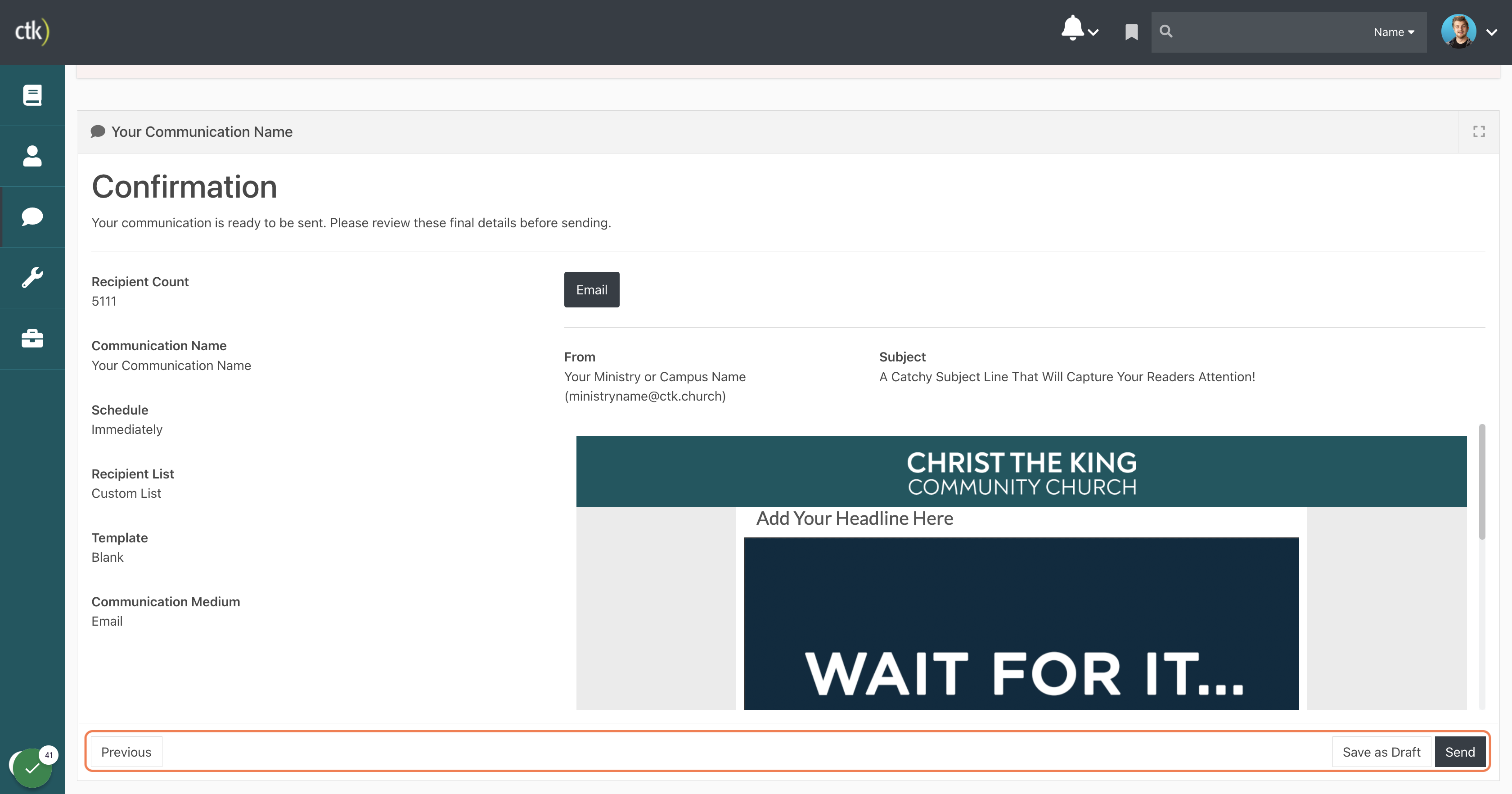 Confirm your communication details, and click "Send"! 📨