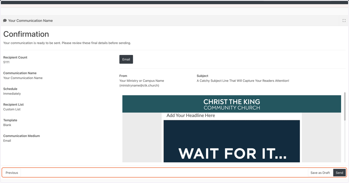 Confirm your communication details, and click "Send"! 📨