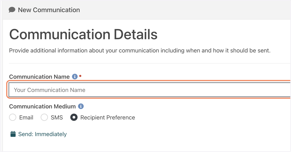 Add a name for your communication