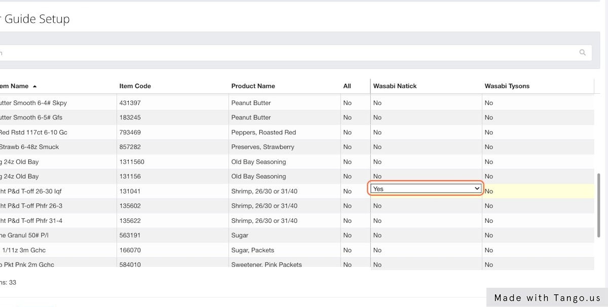 From here you can select to add Vendor Items to an individual restaurant's order guide