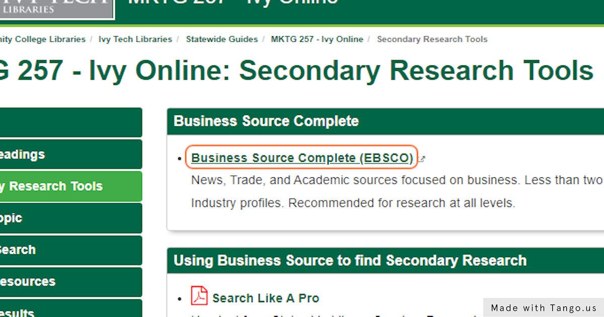 Click on Business Source Complete (EBSCO)