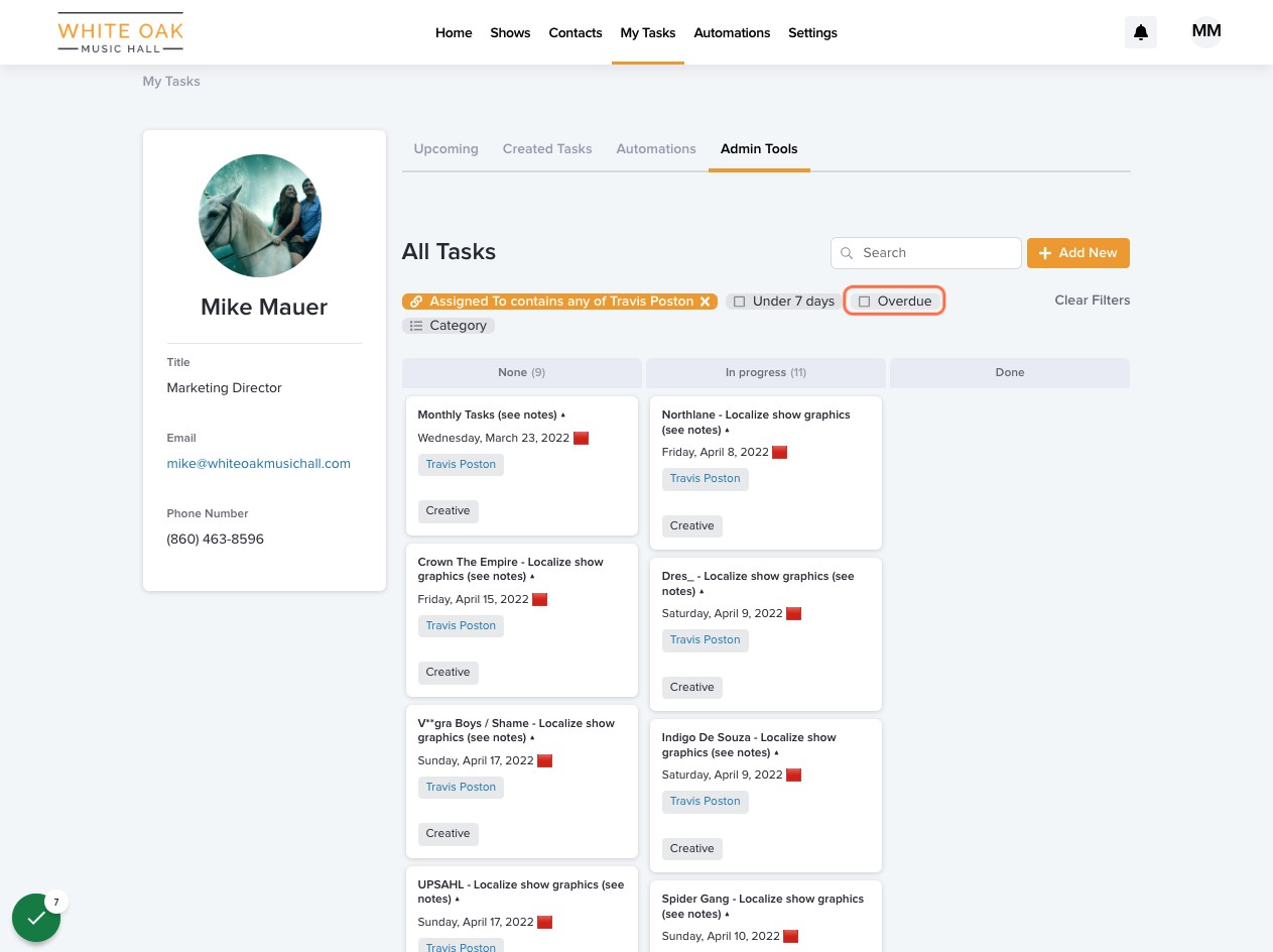 Click "Overdue" to just filter overdue tasks