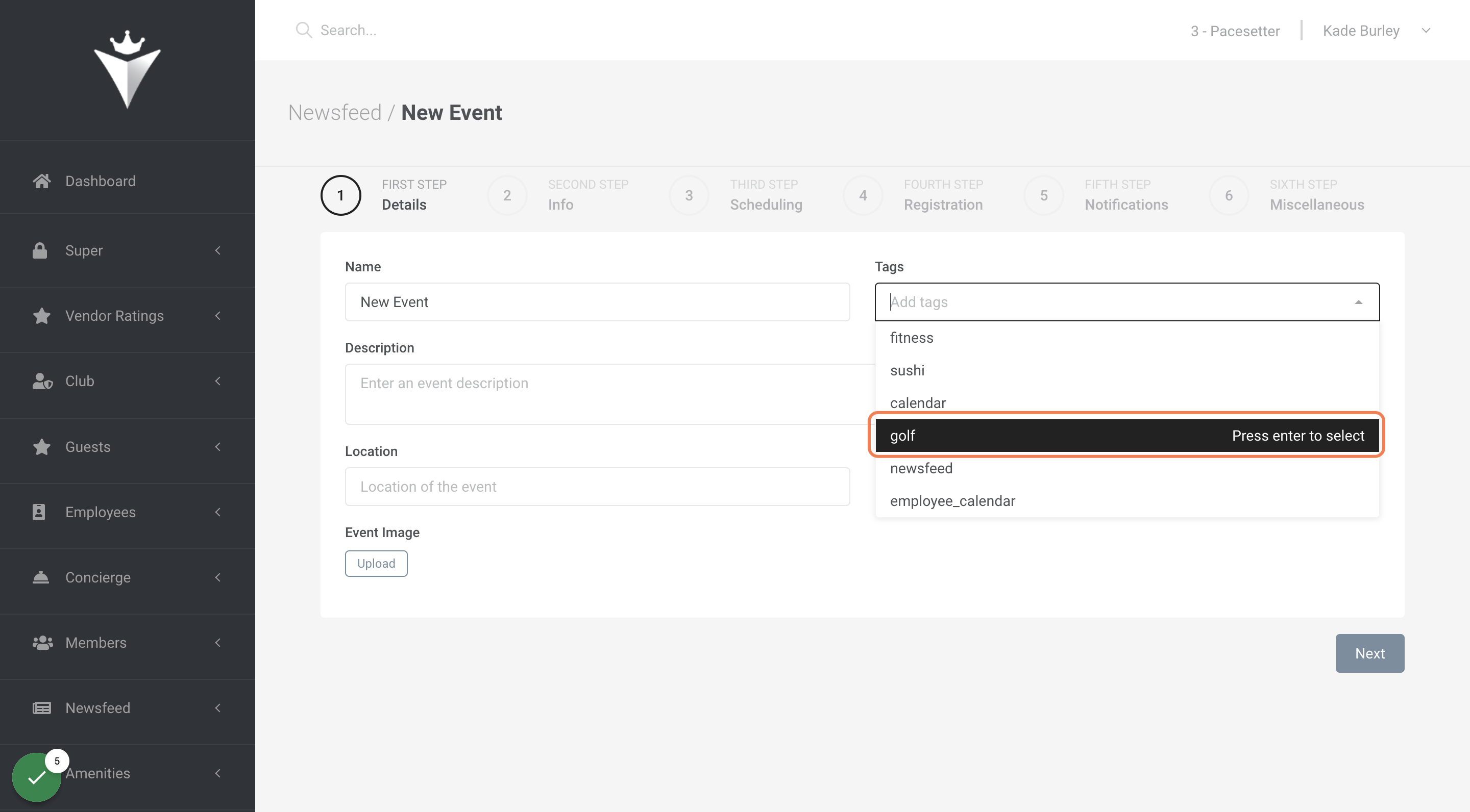 Select a tag in the "Tags" dropdown.
