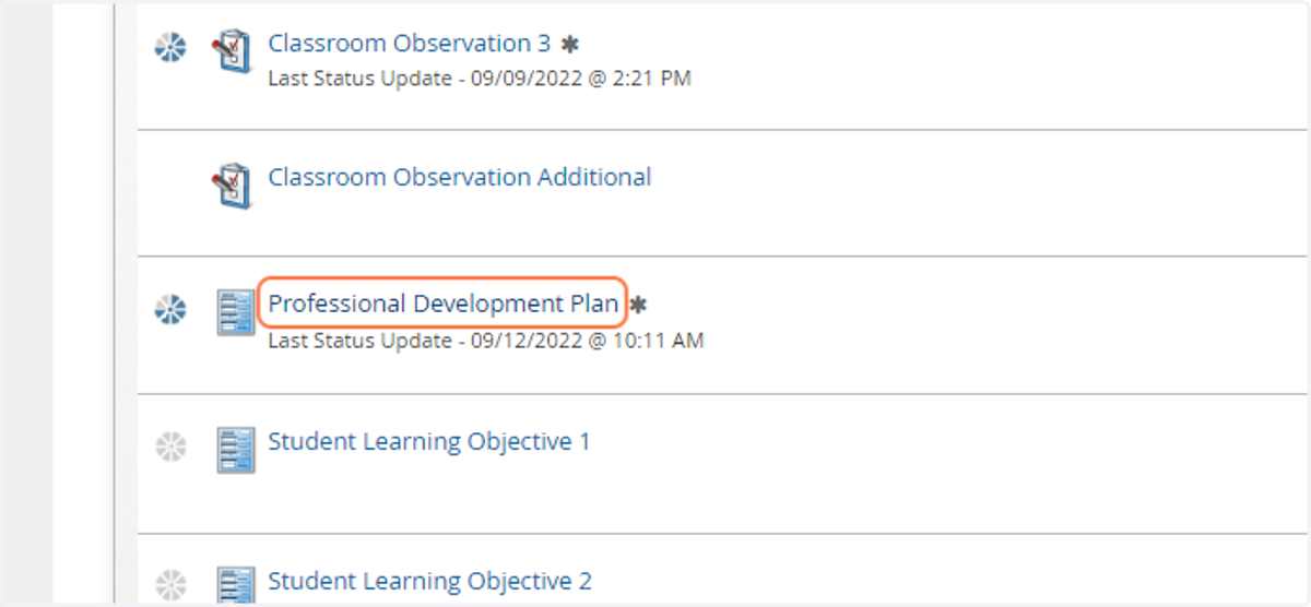 Click on Professional Development Plan