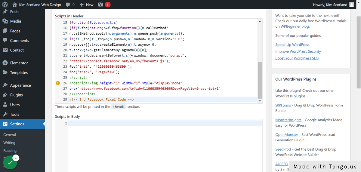In your case it should be empty, paste in your pixel code here.