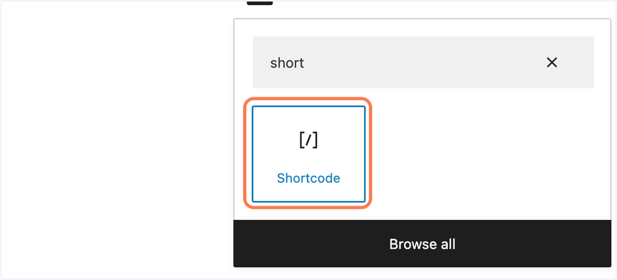 Click on Shortcode