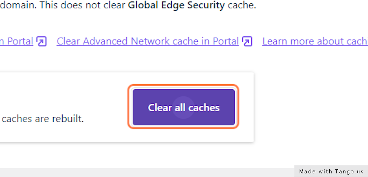 Click on Clear all caches