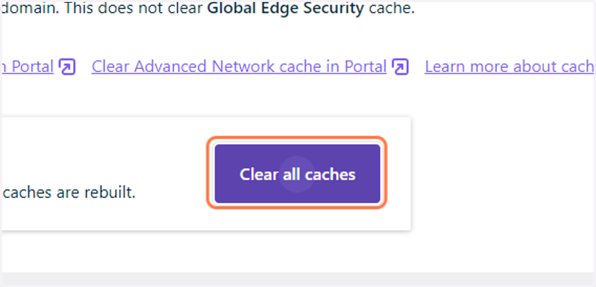 Click on Clear all caches