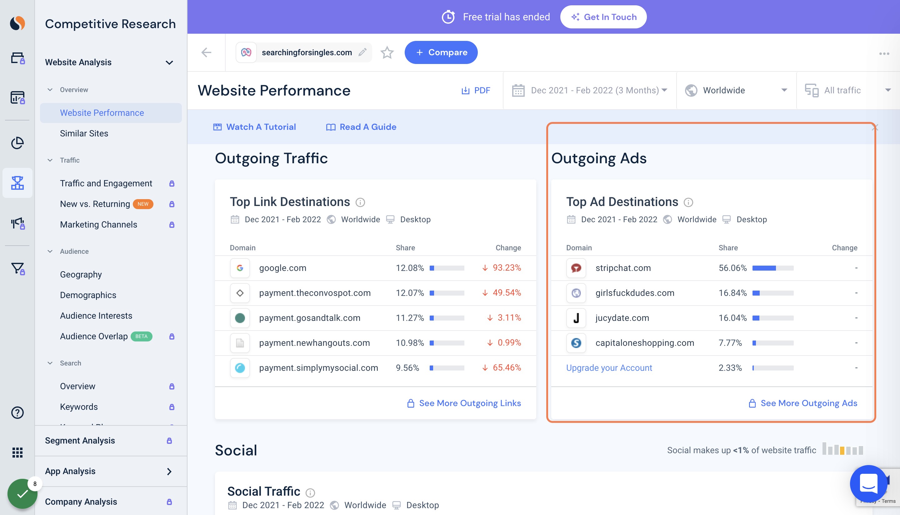 Note: Outgoing Ads (SearchingForSingles Again)