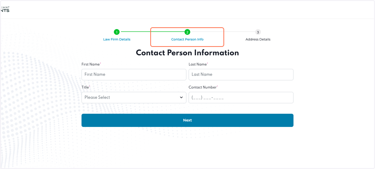 Create Law Firm Account: Enter Your Infomation