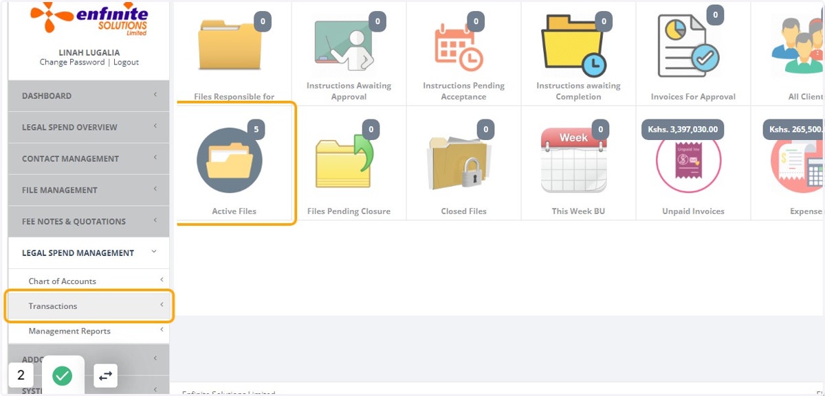 Click on Transactions link