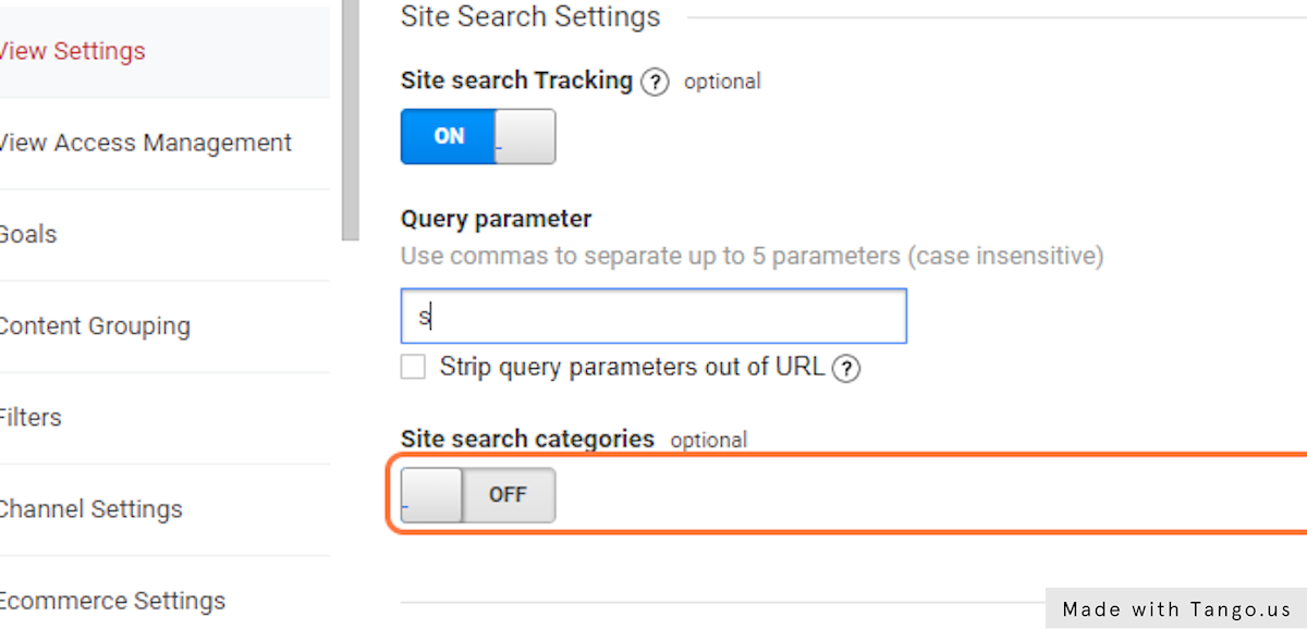 For WordPress Websites, Enter "s" as the "query parameter"