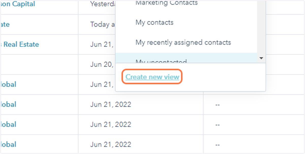 Click on Create New View