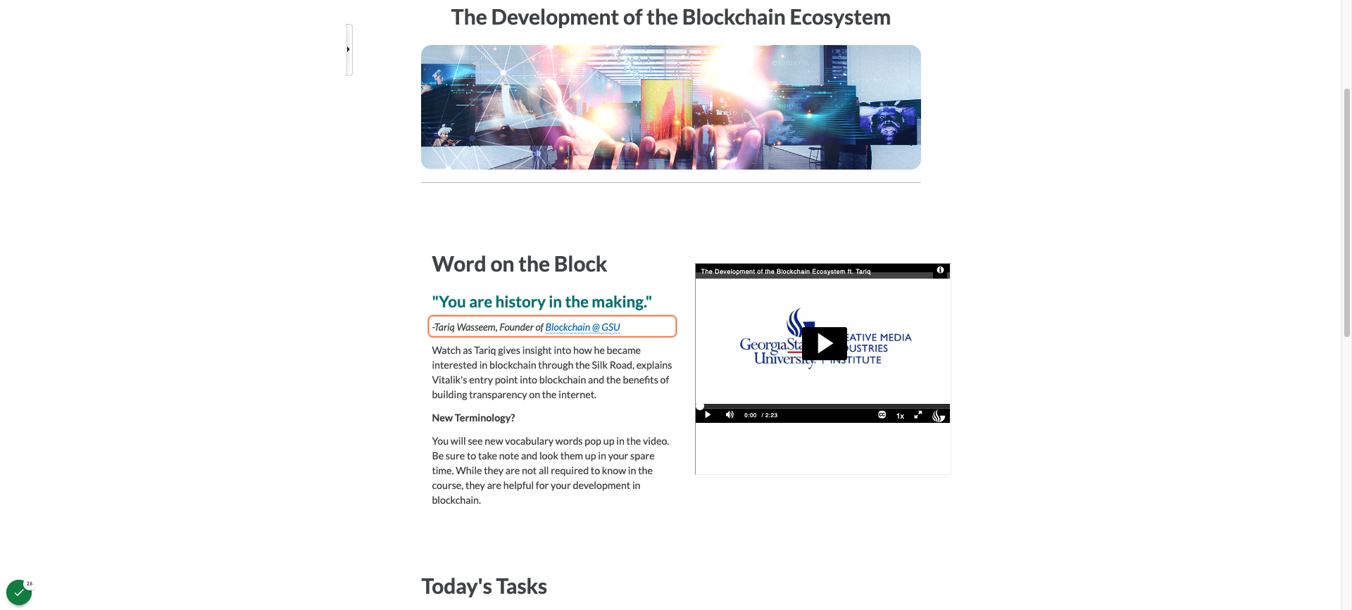 Course videos featuring students from the blockchain club at GSU