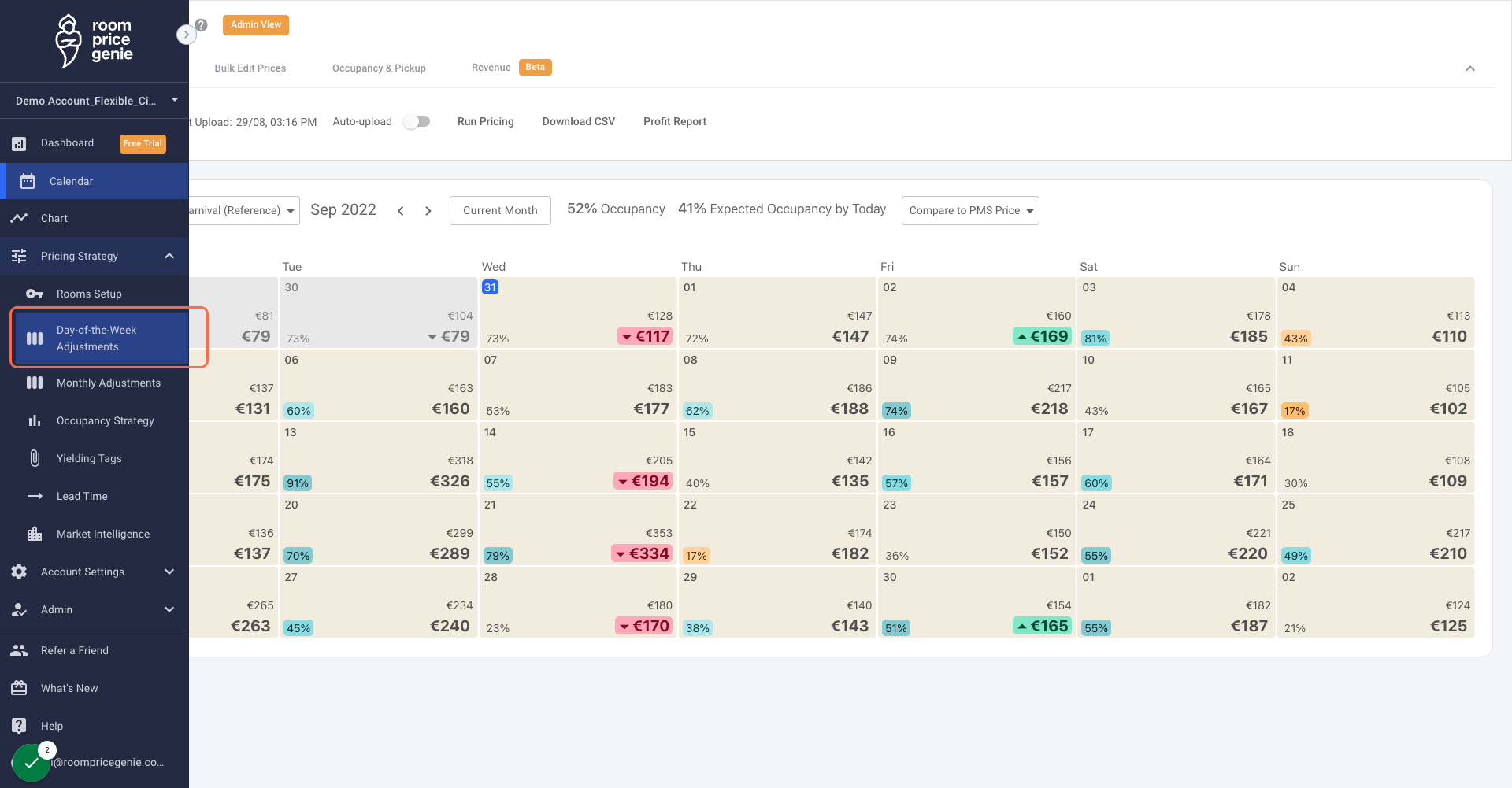 Click on Day-of-the-Week Adjustments.