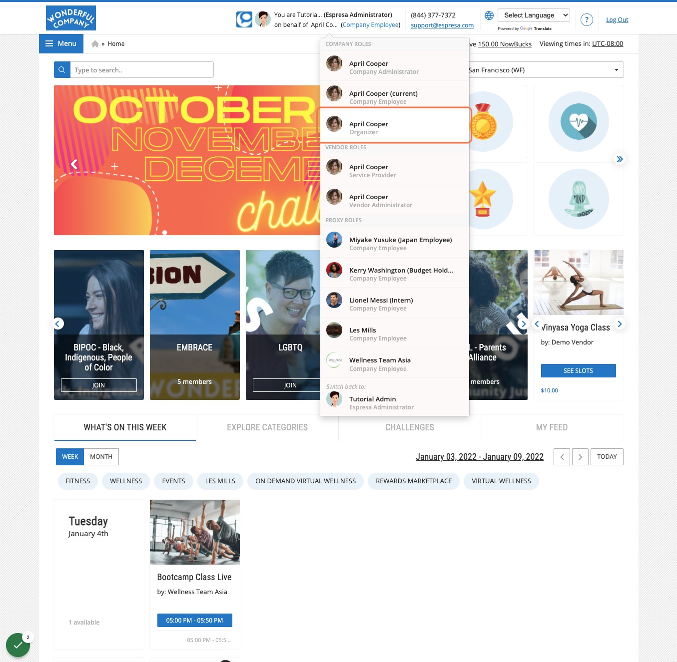 Login to Espresa and switch to your Organizer role