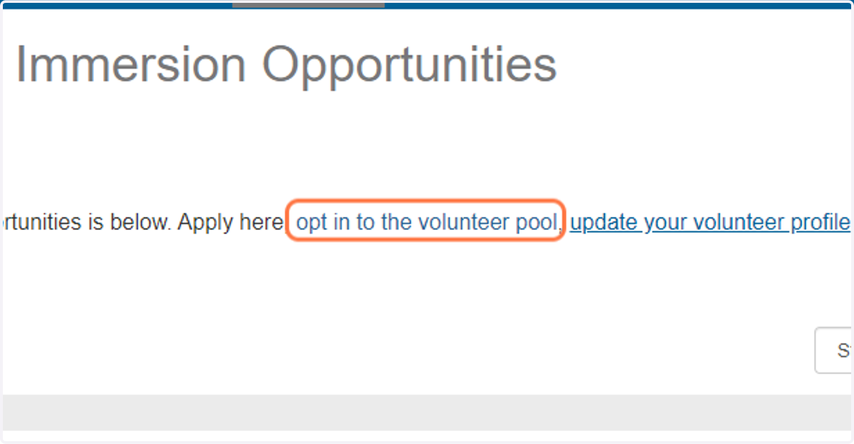Opt into the Volunteer Pool