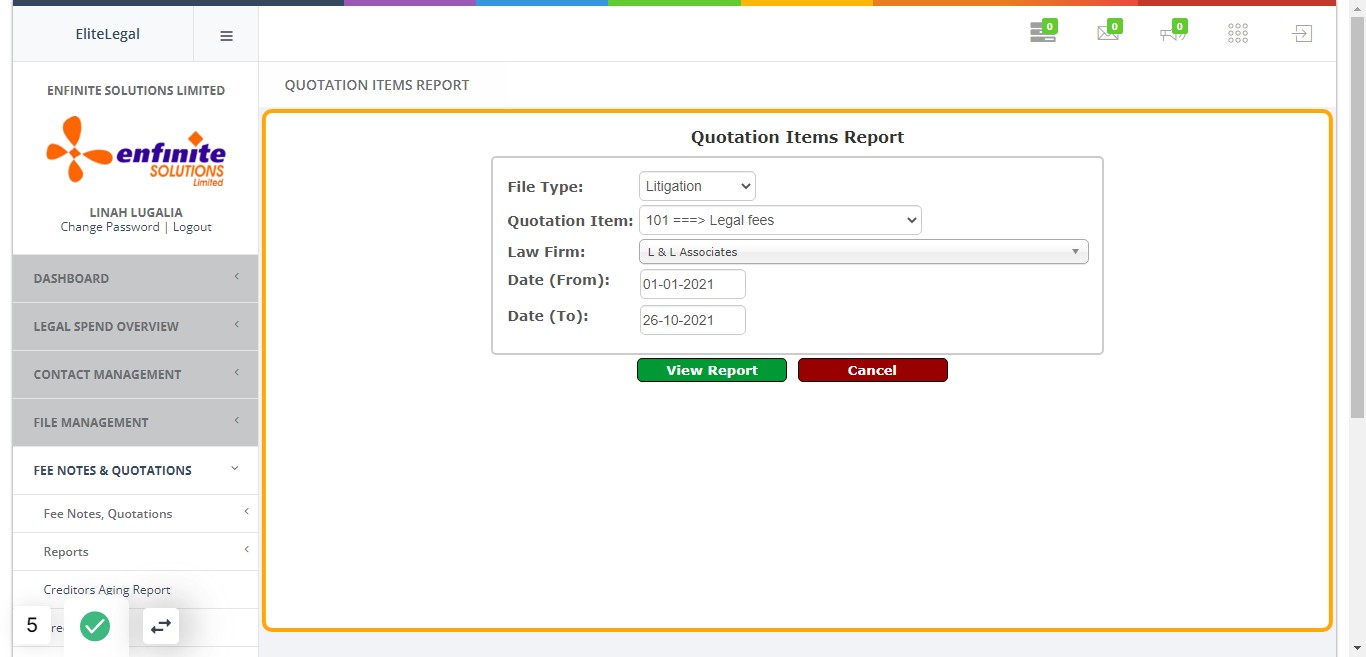 Once done click on the Vie Report button to access the report