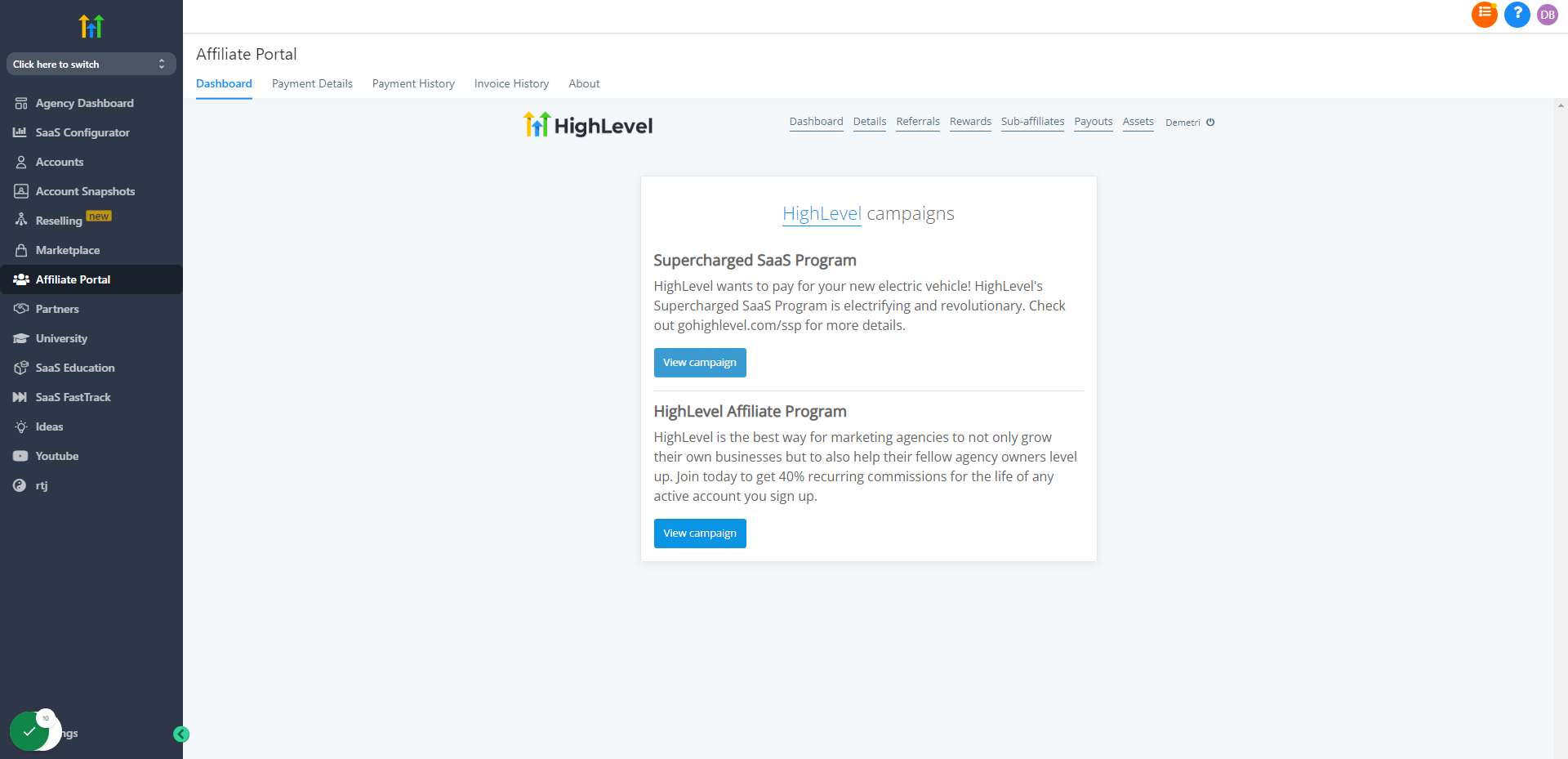 Click View Campaign Under Supercharged SaaS Program