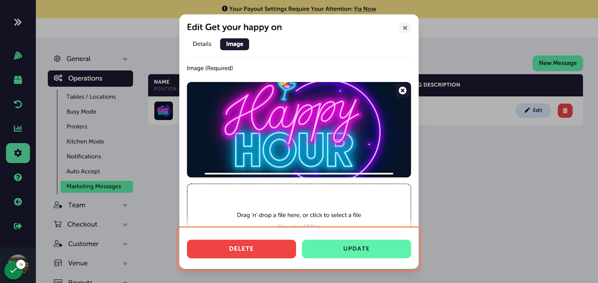 This snazzy Happy Hour image seems like it will fit great! Then click update