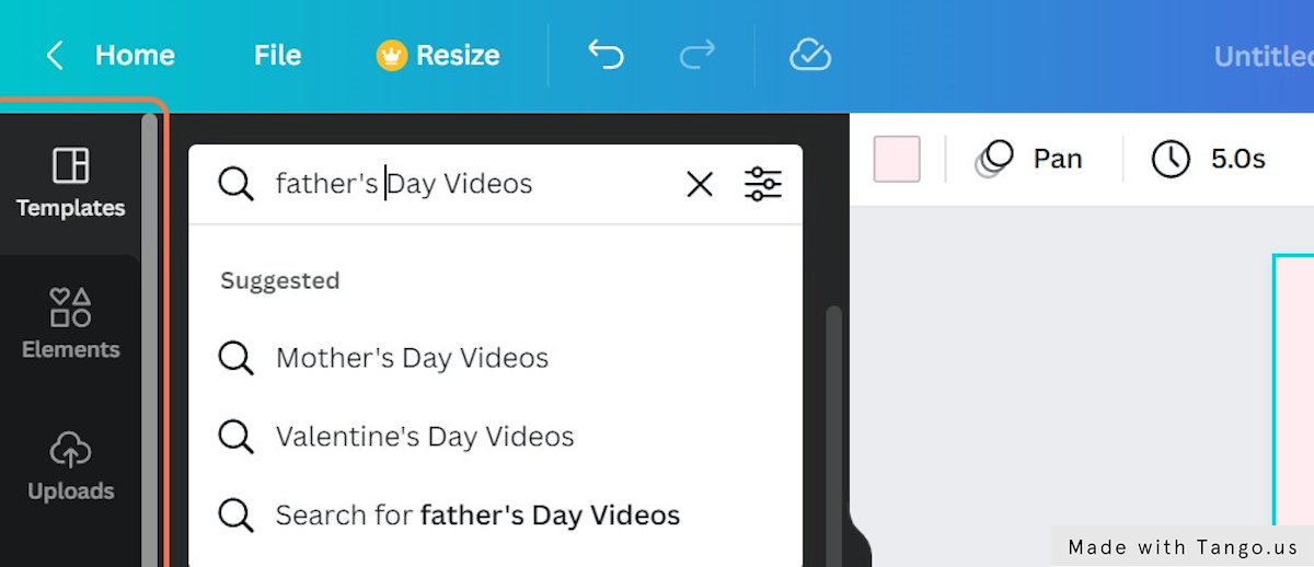 Click on templates, type "father's Day Videos"