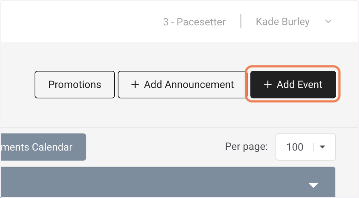 Click on "+ Add Event"