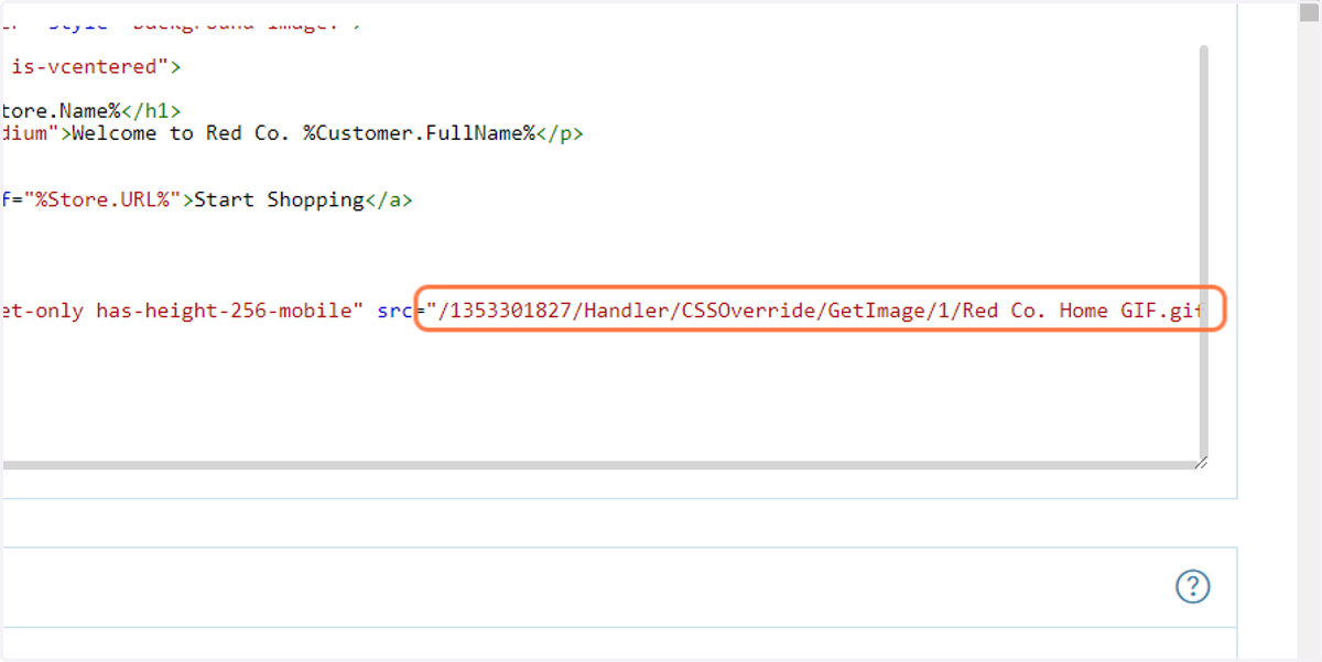 Insert the relevant CSS Override content link into the code editor