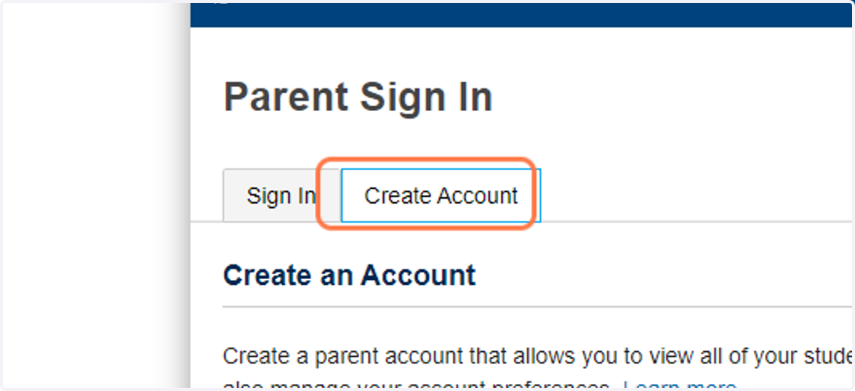 Click on Create Account