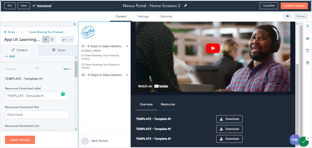 Edit Resources Content