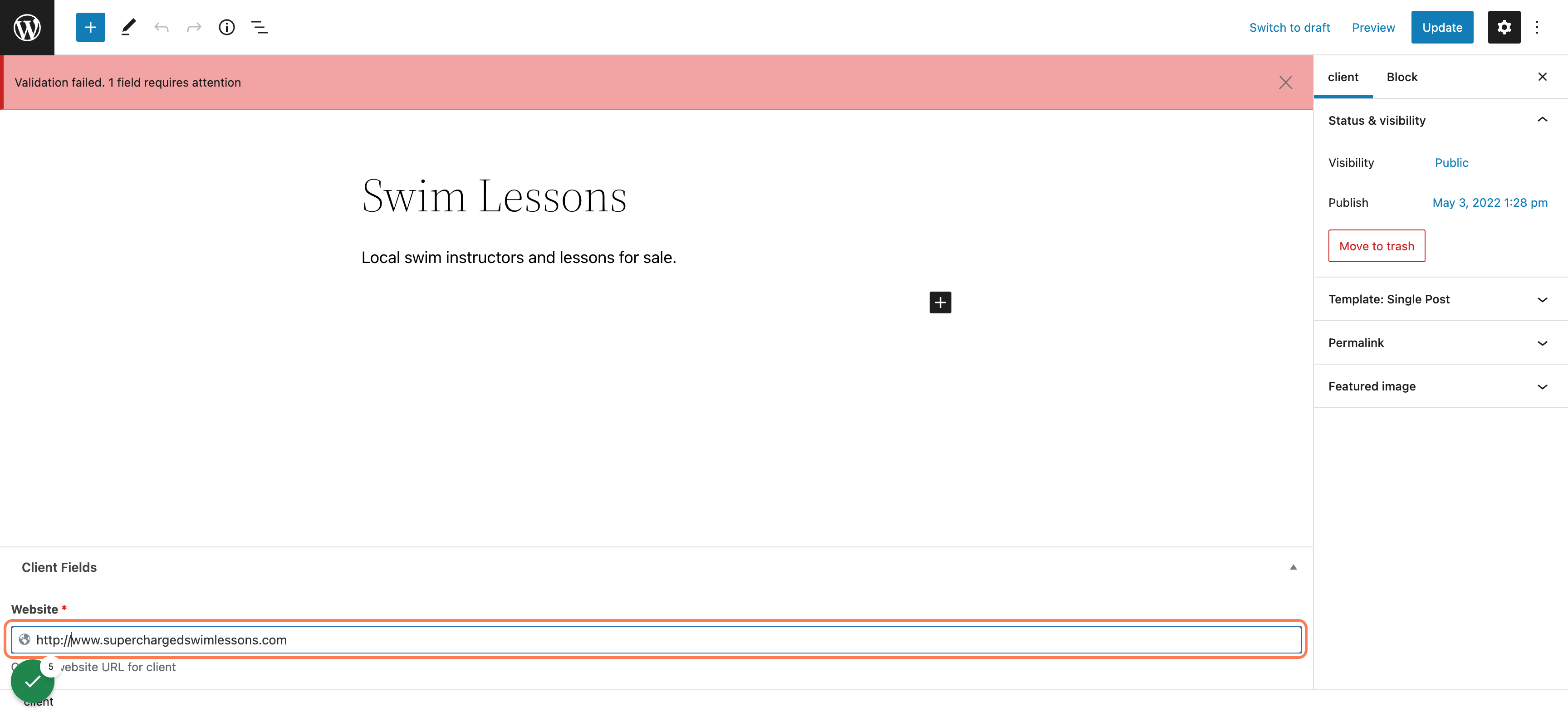 Type "http://www.superchargedswimlessons.com"