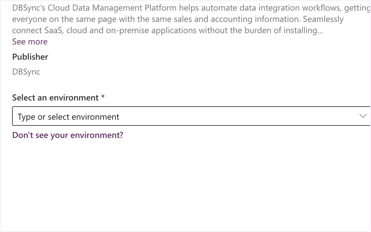 Click on Select or type an environment