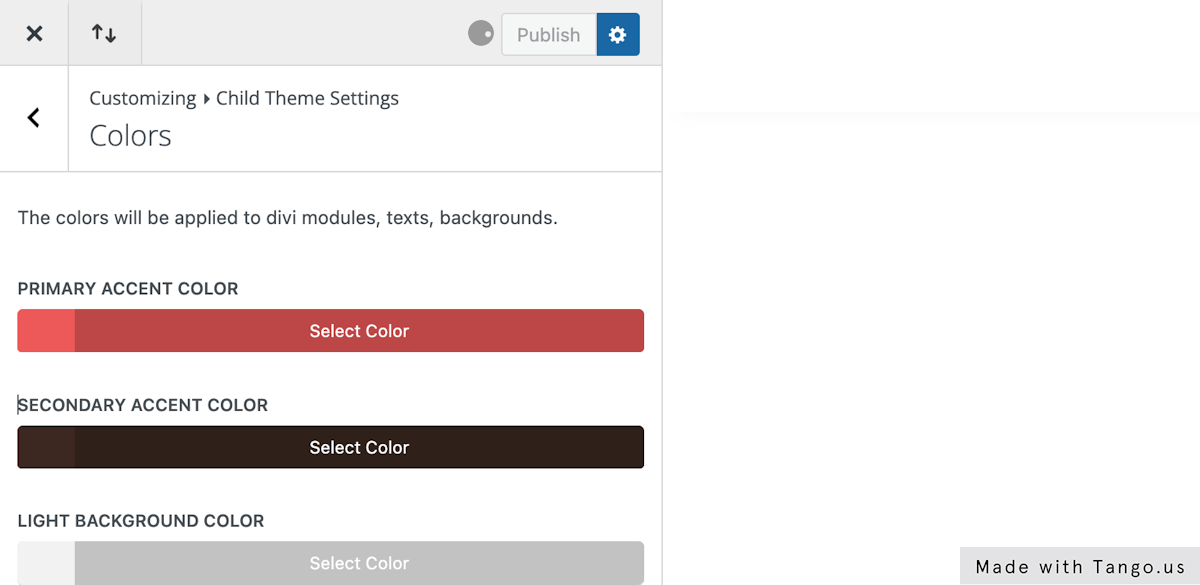 When done selecting colors Click on Publish