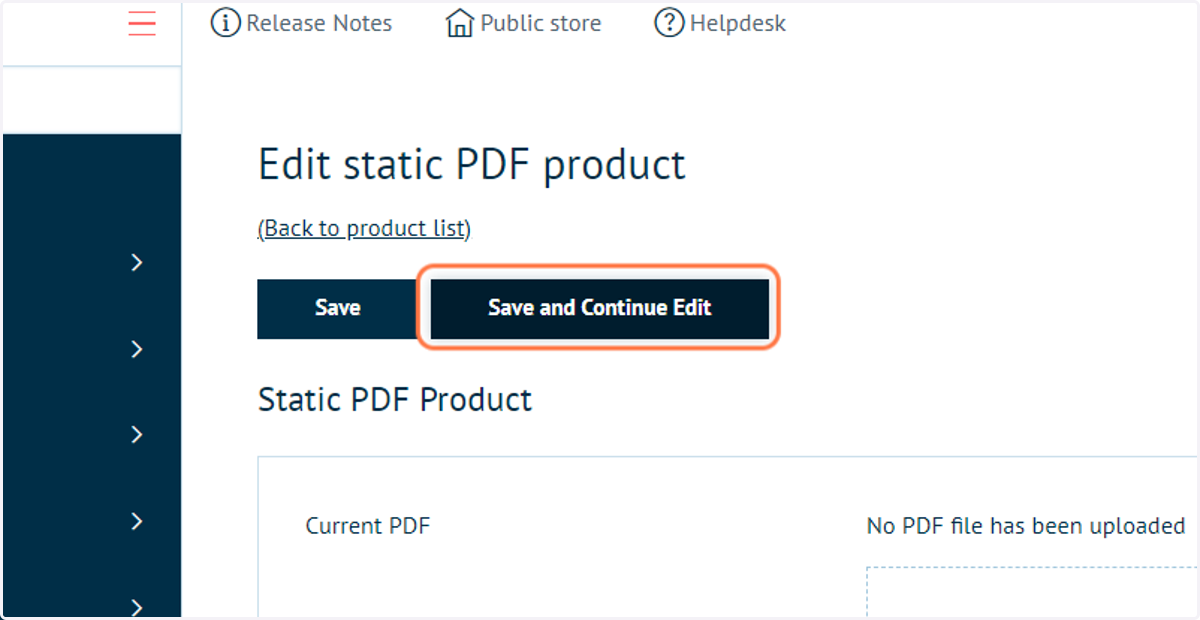 Click on Save and Continue Edit