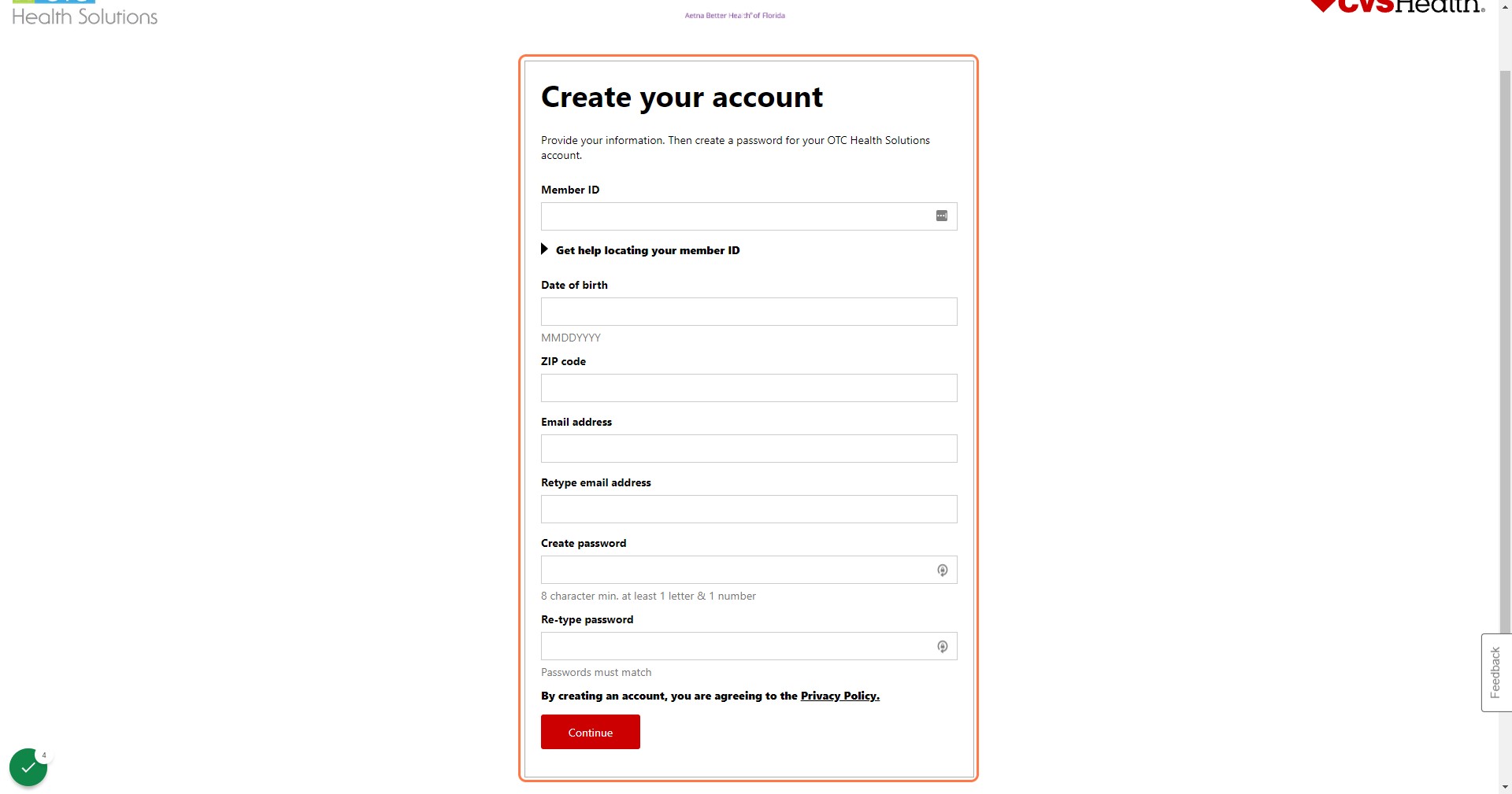 Enter your basic information, create a password