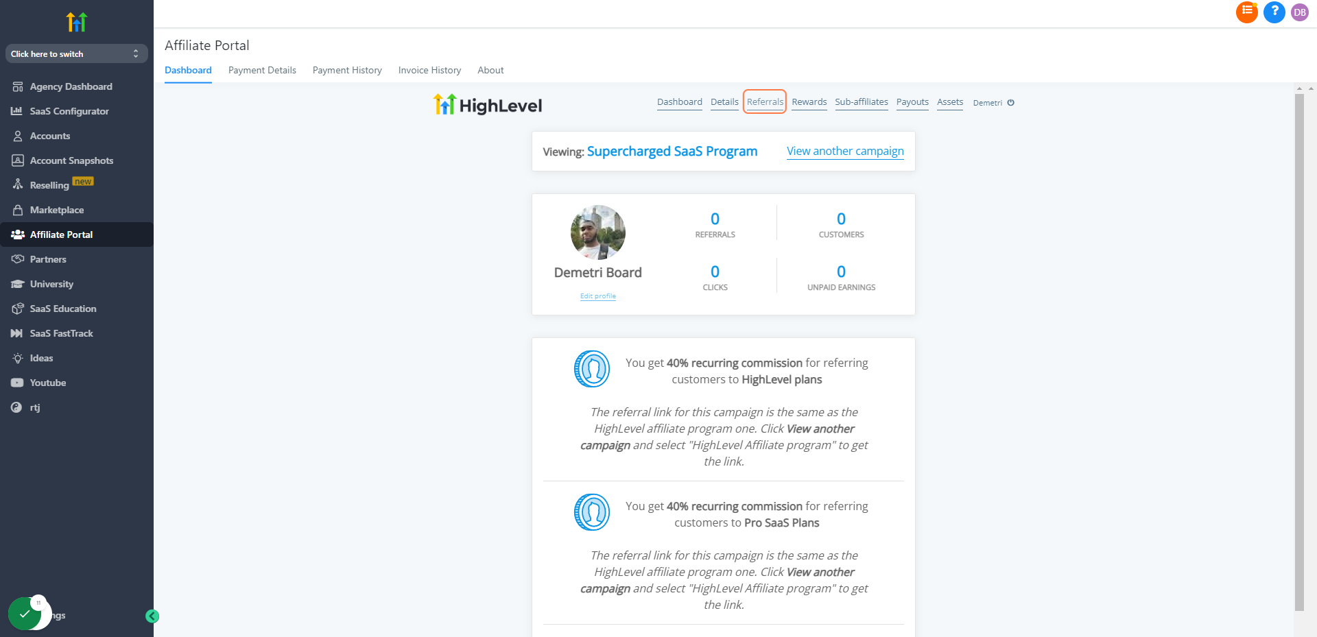 Click on Referrals