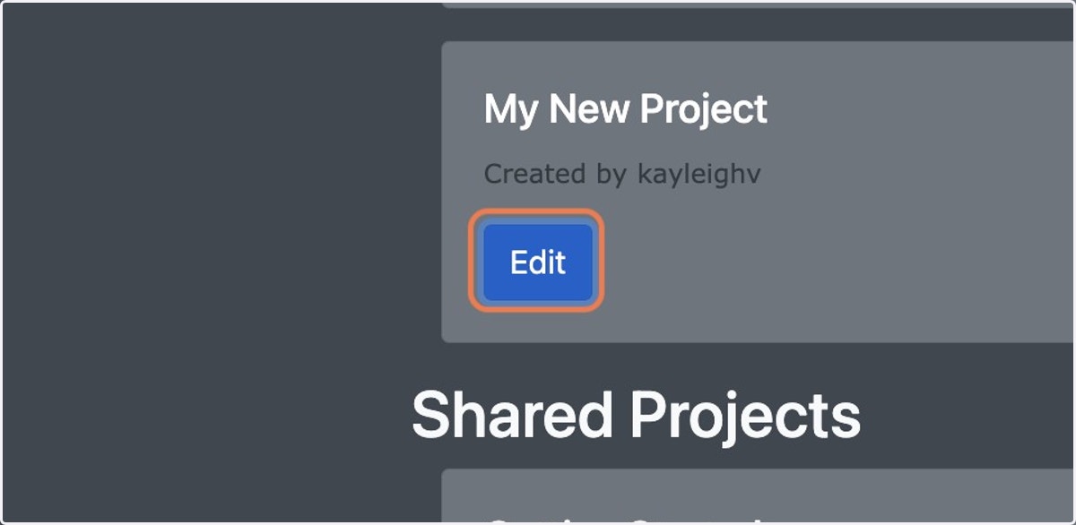 Select “Edit” for the appropriate project