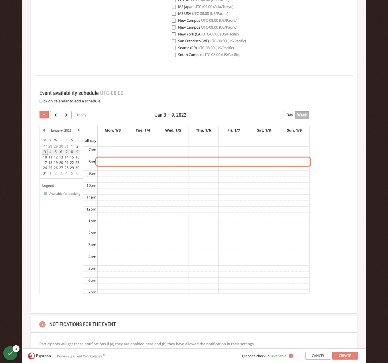 Click on the calendar to set the date and time